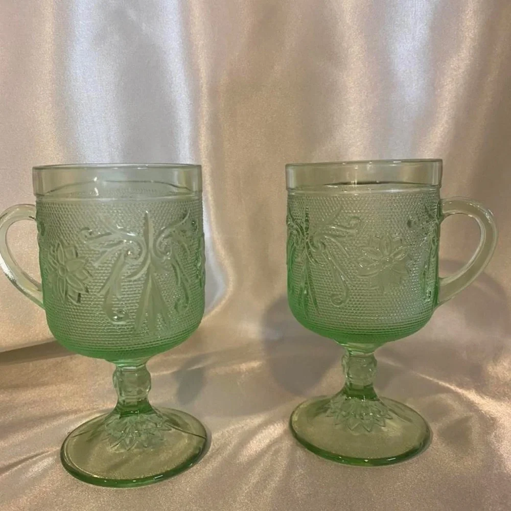 Vintage green glassware, set of 2
